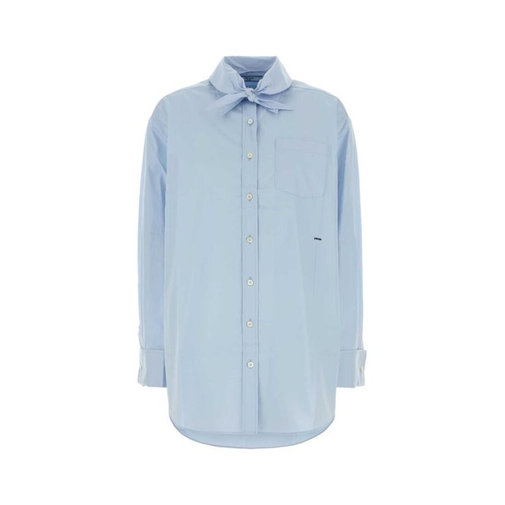 Prada Women Light Blue Poplin Shirt